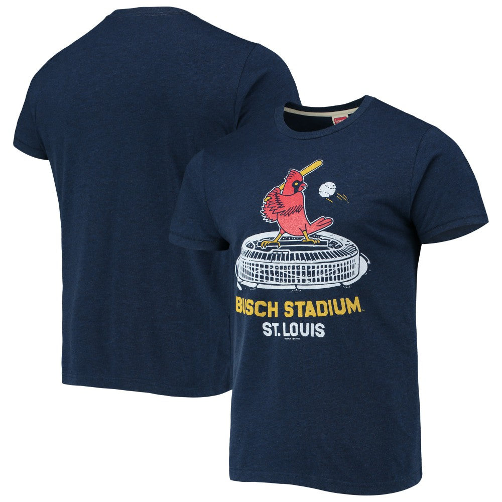 St. Louis Cardinals Homage Busch Stadium Tri-Blend T-Shirt - Navy - MLB Sale