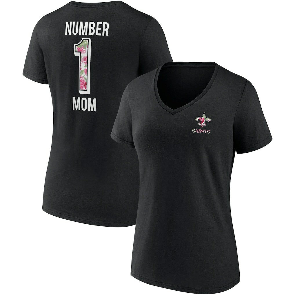 Fanatics New Orleans Saints Women's Team Mother's Day V-Neck T-Shirt Black