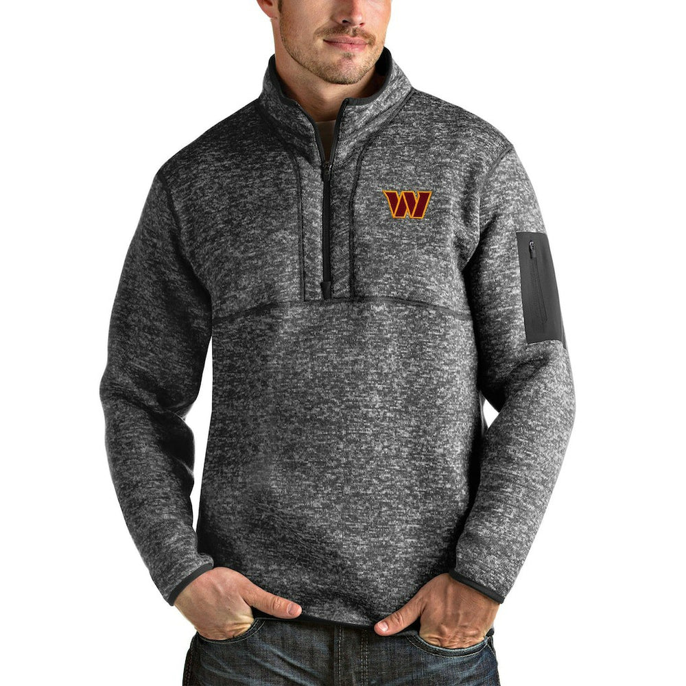 Washington Commanders Antigua Fortune Quarter-Zip Pullover Jacket Heathered Charcoal