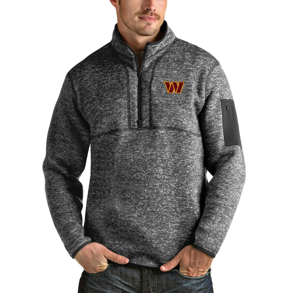 Washington Commanders Antigua Fortune Quarter-Zip Pullover Jacket Heathered Charcoal