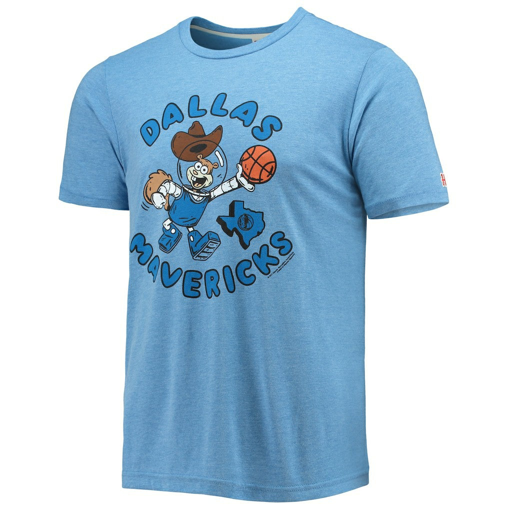 Dallas Mavericks Homage NBA x Spongebob Collab Tri-Blend T-Shirt Light Blue