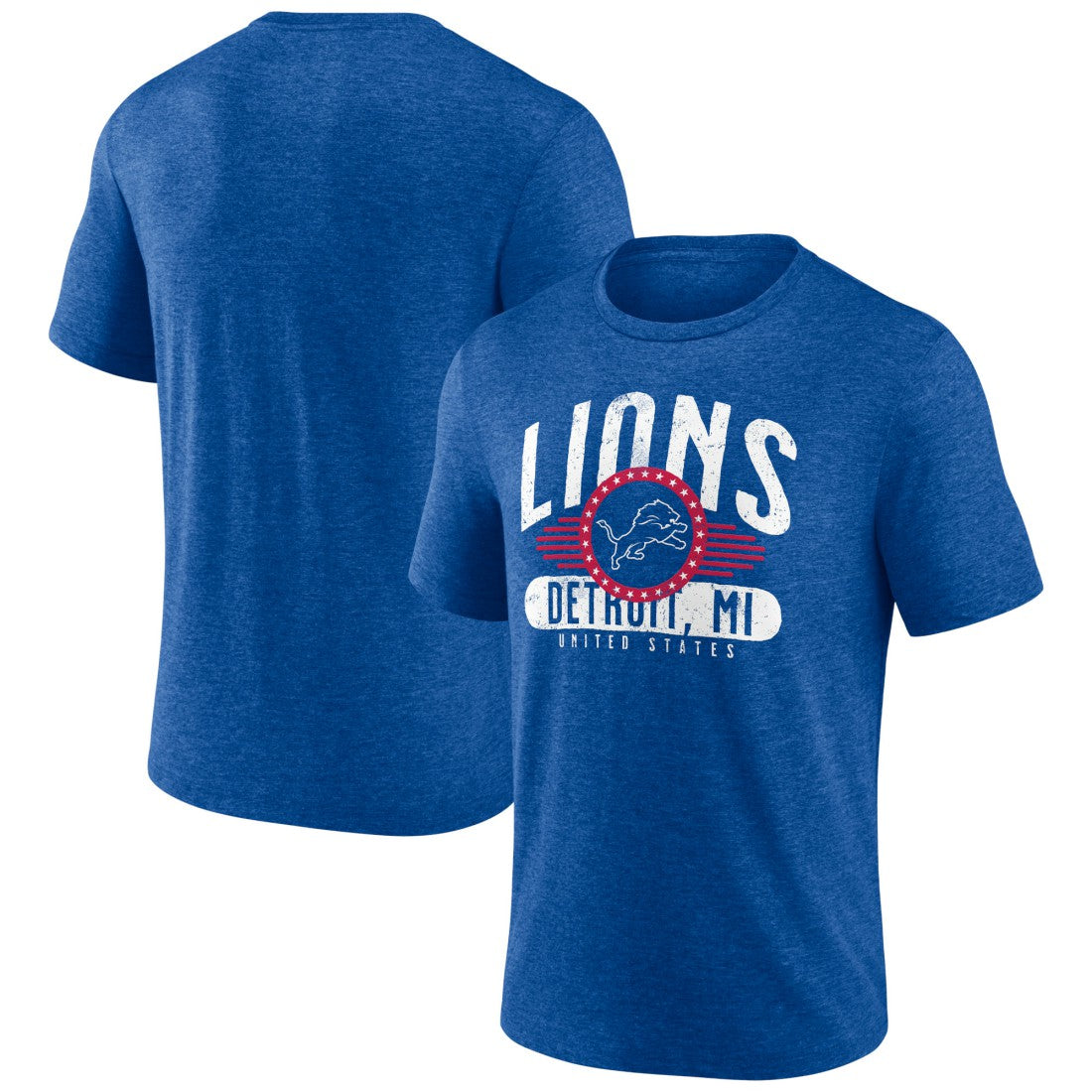 Detroit Lions Badge of Honor Tri-Blend T-Shirt Royal