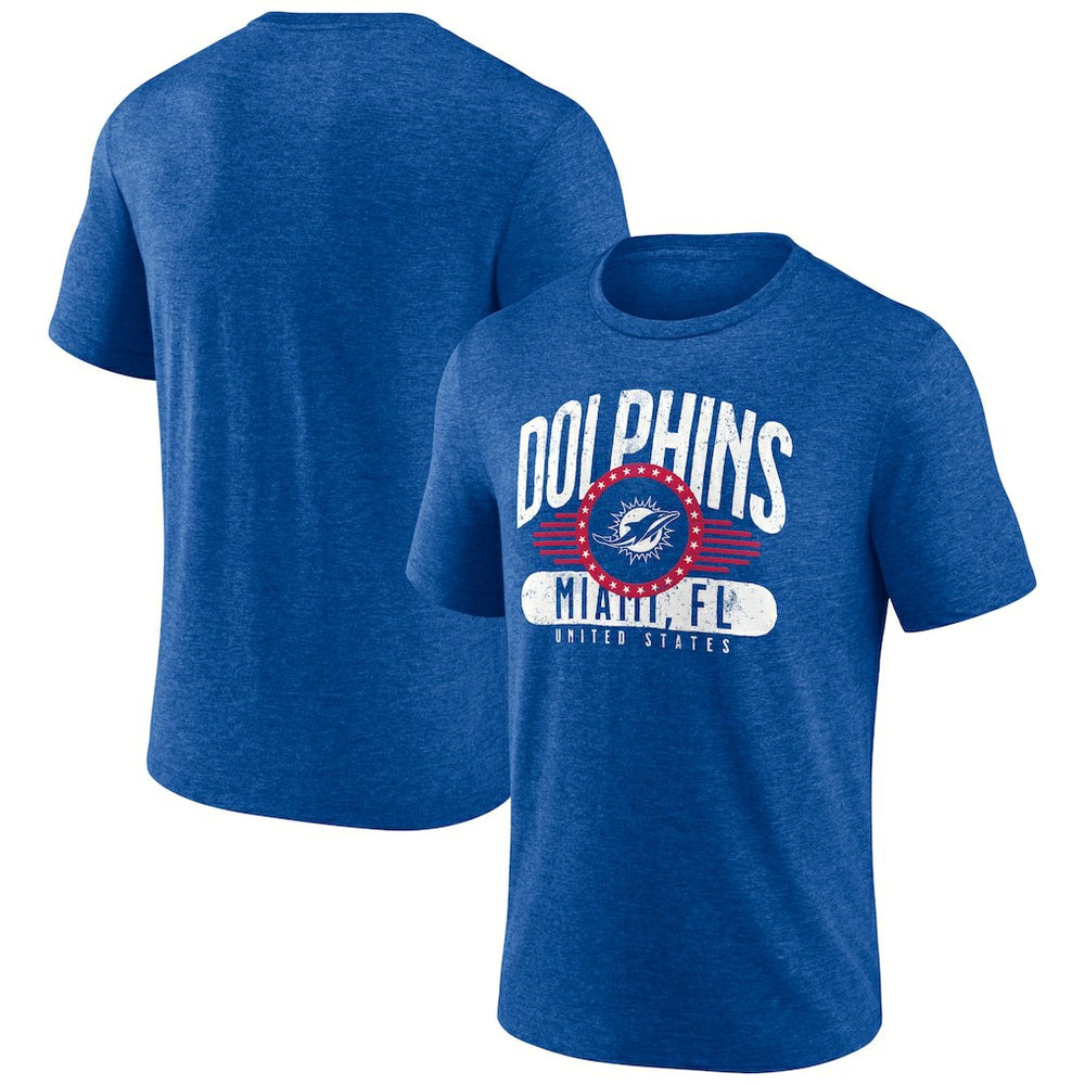 Miami Dolphins Badge of Honor Tri-Blend T-Shirt Royal
