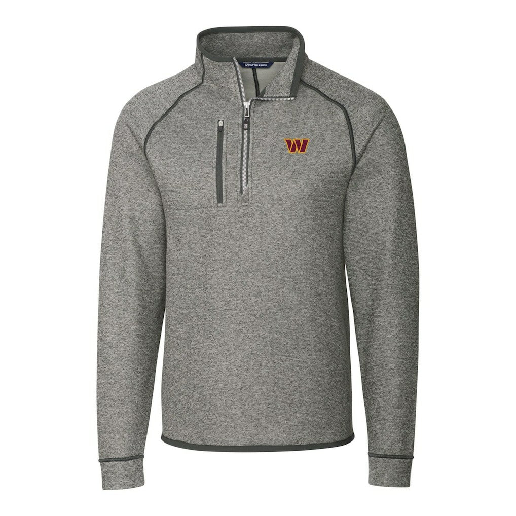 Washington Commanders Cutter & Buck Big & Tall Mainsail Half-Zip Pullover Jacket Heathered Gray