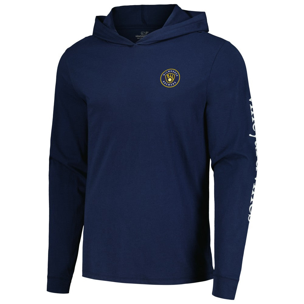 Milwaukee Brewers Vineyard Vines Long Sleeve Hoodie T-Shirt - Navy - MLB Online