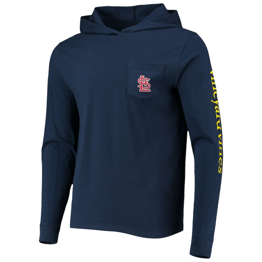 St. Louis Cardinals Vineyard Vines Long Sleeve Hoodie T-Shirt - Navy - MLB Lifestyle