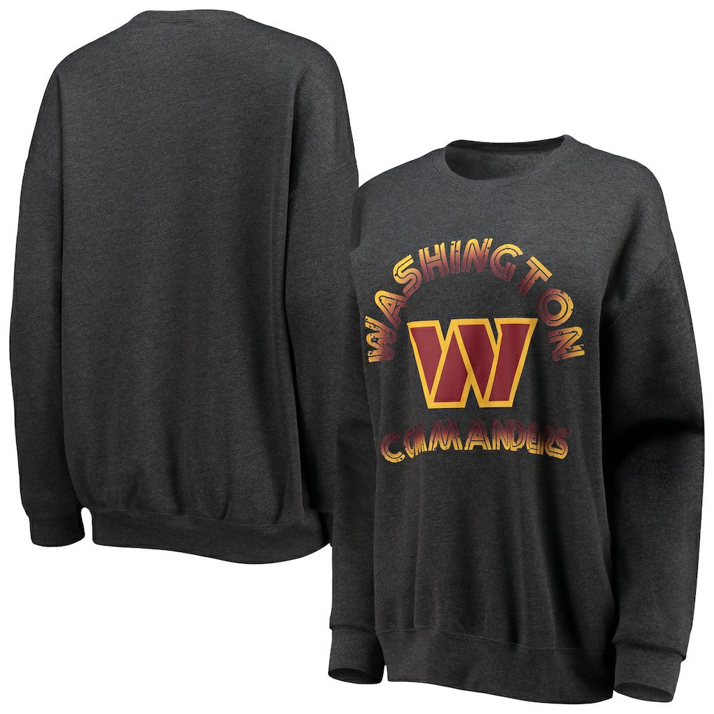 Washington Commanders WEAR by Erin Andrews Women's Oversized Fleece Pullover Sweatshirt Heathered Charcoal