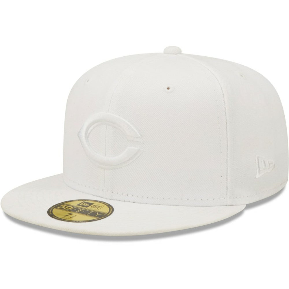 Cincinnati Reds New Era White on White 59FIFTY Fitted Hat - New Era Discount