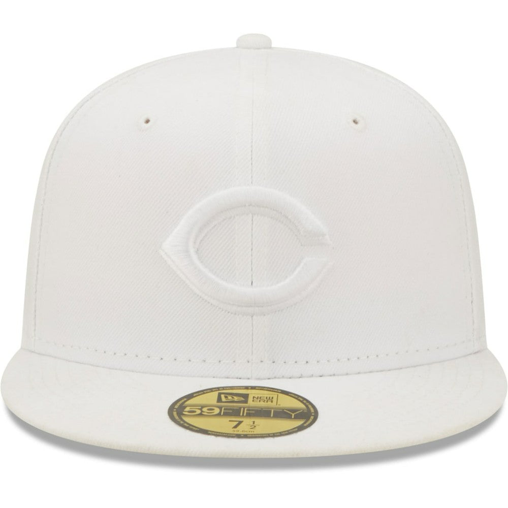 Cincinnati Reds New Era White on White 59FIFTY Fitted Hat - New Era Discount