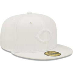 Cincinnati Reds New Era White on White 59FIFTY Fitted Hat - New Era Discount