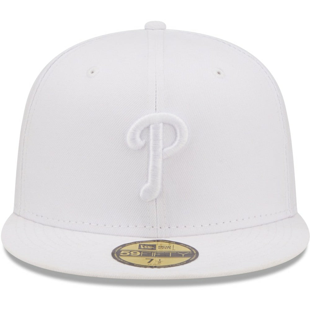 Philadelphia Phillies New Era White on White 59FIFTY Fitted Hat - New Era Discount