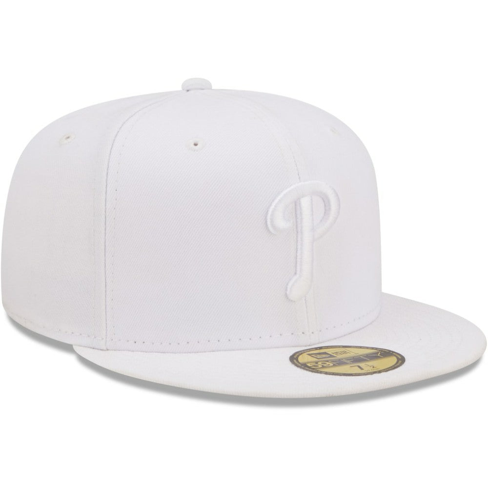 Philadelphia Phillies New Era White on White 59FIFTY Fitted Hat - New Era Discount