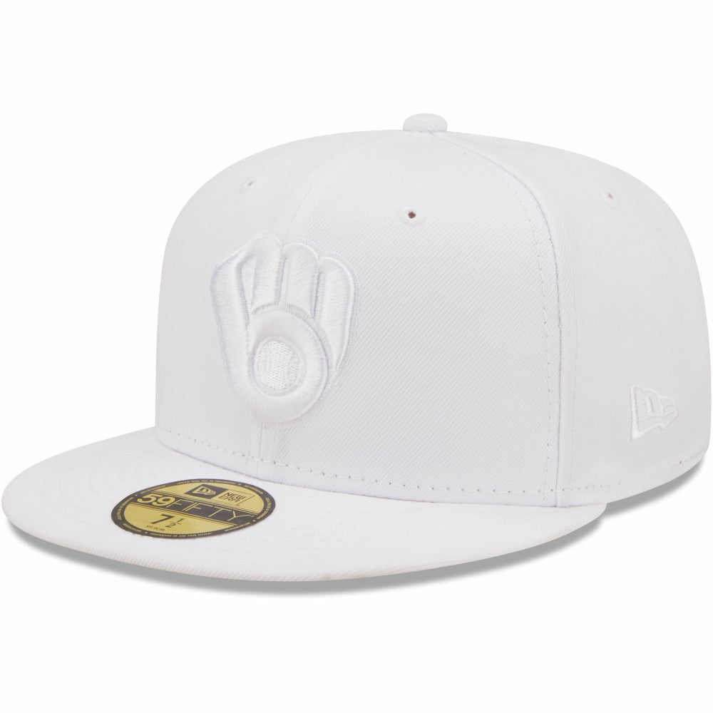 Milwaukee Brewers New Era White on White 59FIFTY Fitted Hat - New Era Online