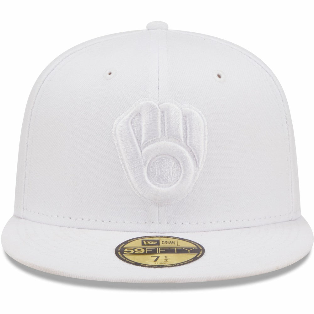 Milwaukee Brewers New Era White on White 59FIFTY Fitted Hat - New Era Online
