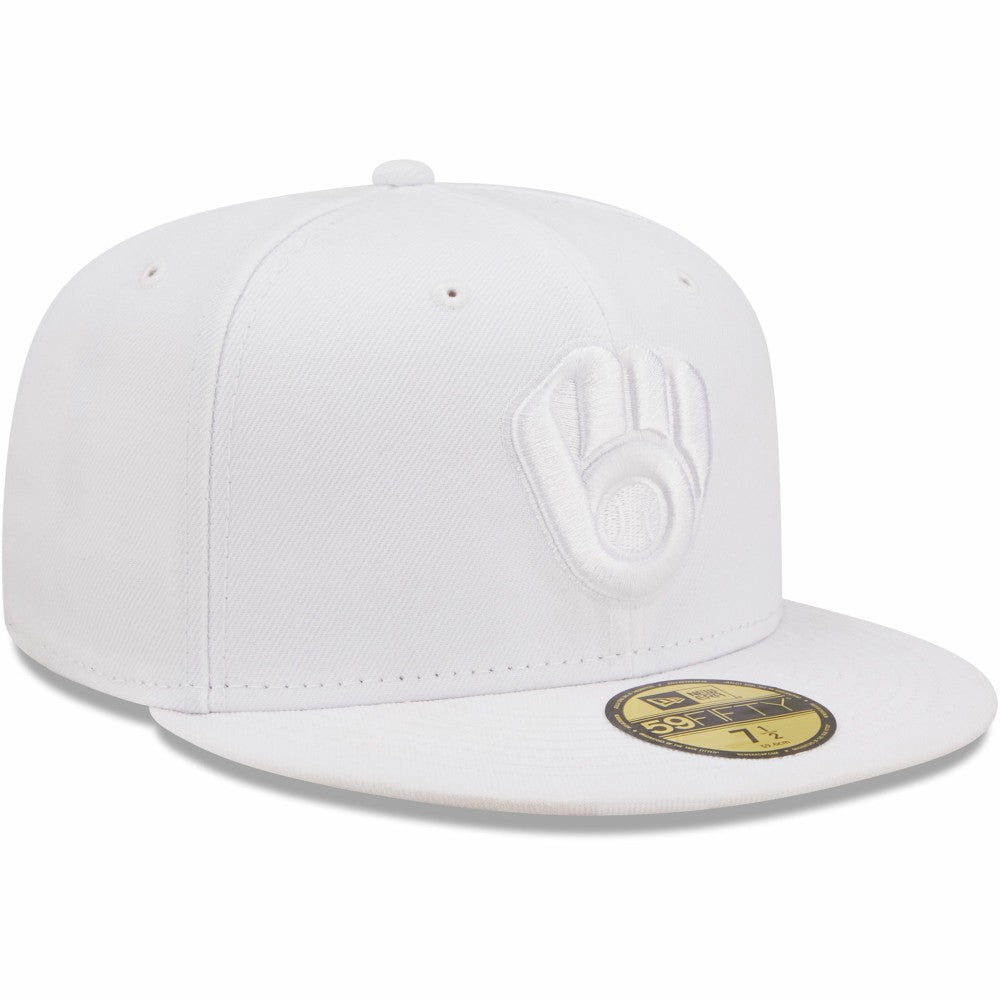 Milwaukee Brewers New Era White on White 59FIFTY Fitted Hat - New Era Online