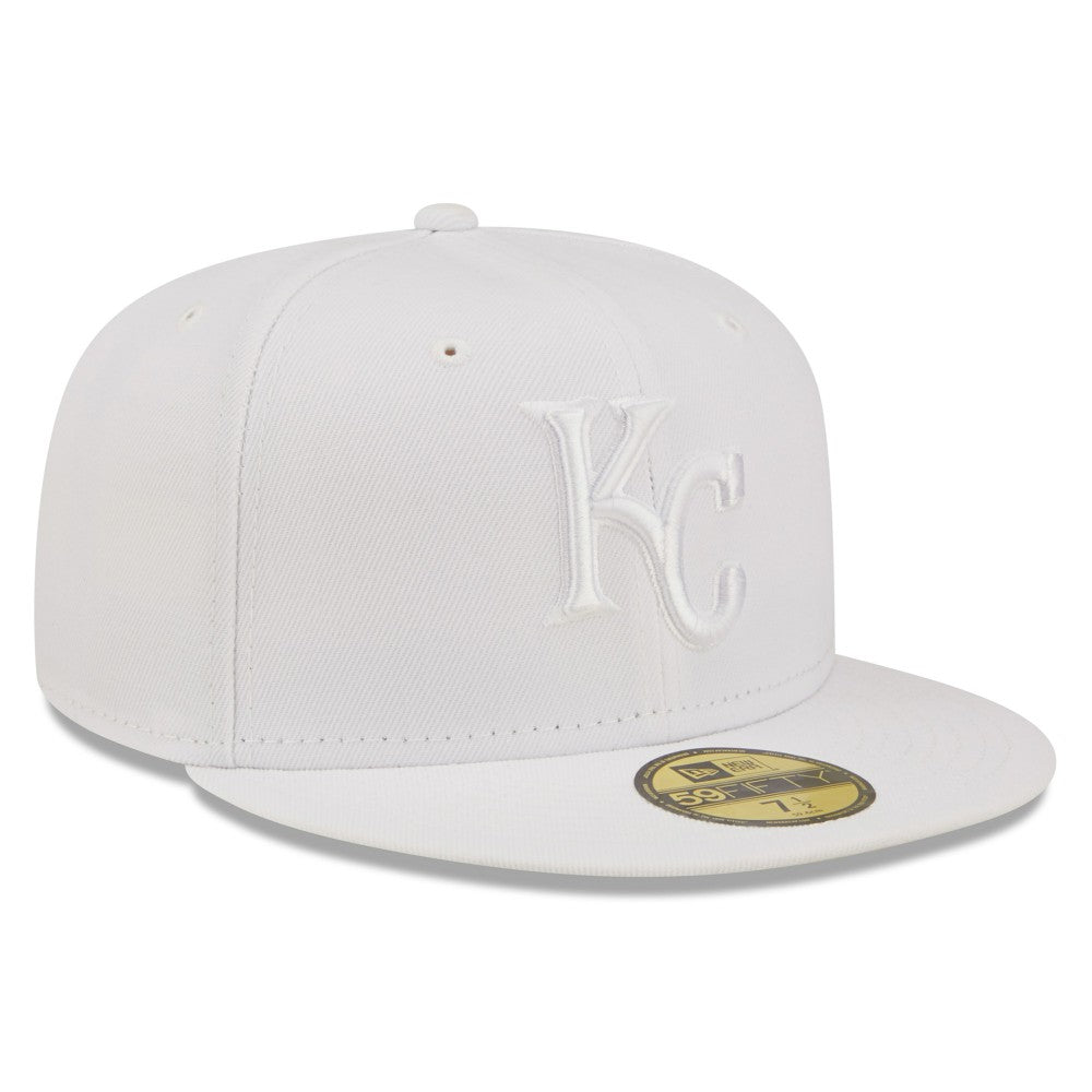 Kansas City Royals New Era White on White 59FIFTY Fitted Hat - New Era Lifestyle
