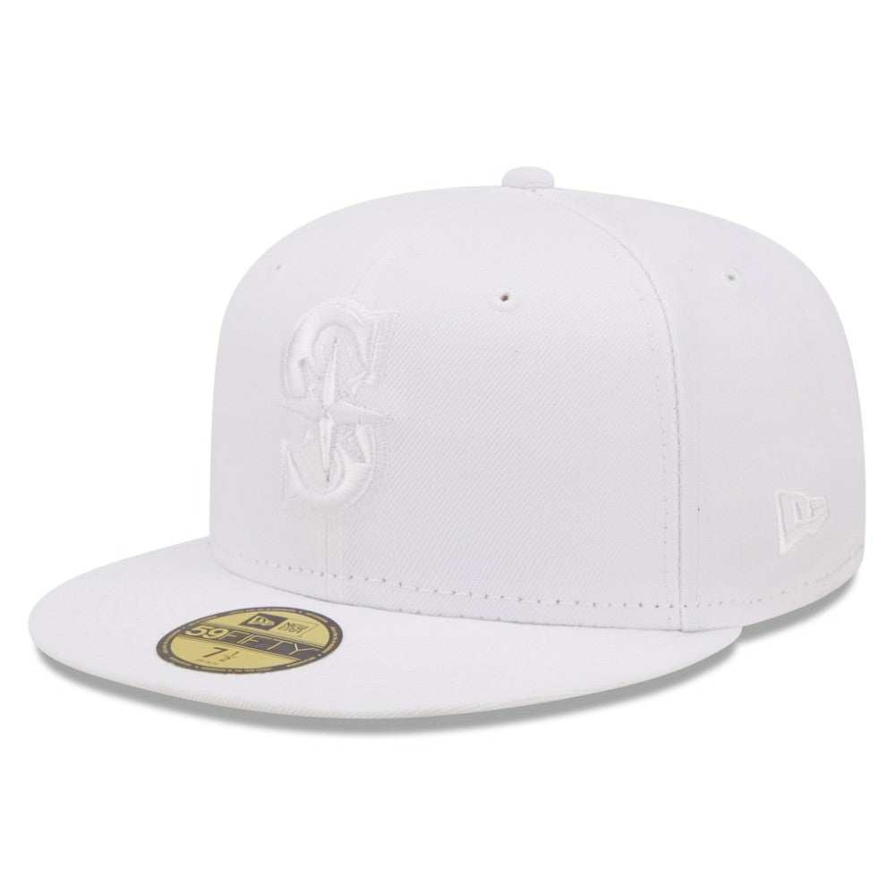 Seattle Mariners New Era White on White 59FIFTY Fitted Hat - New Era Lifestyle