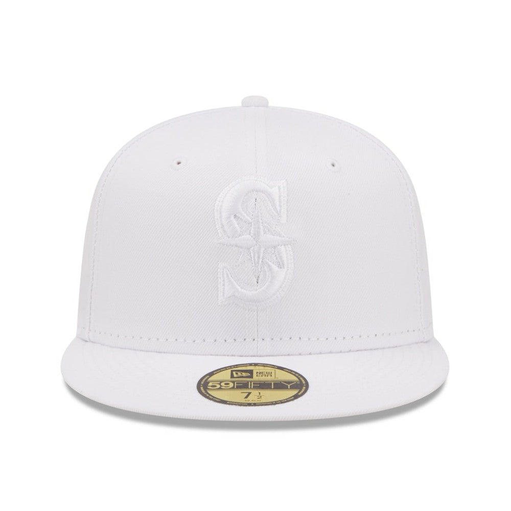 Seattle Mariners New Era White on White 59FIFTY Fitted Hat - New Era Lifestyle