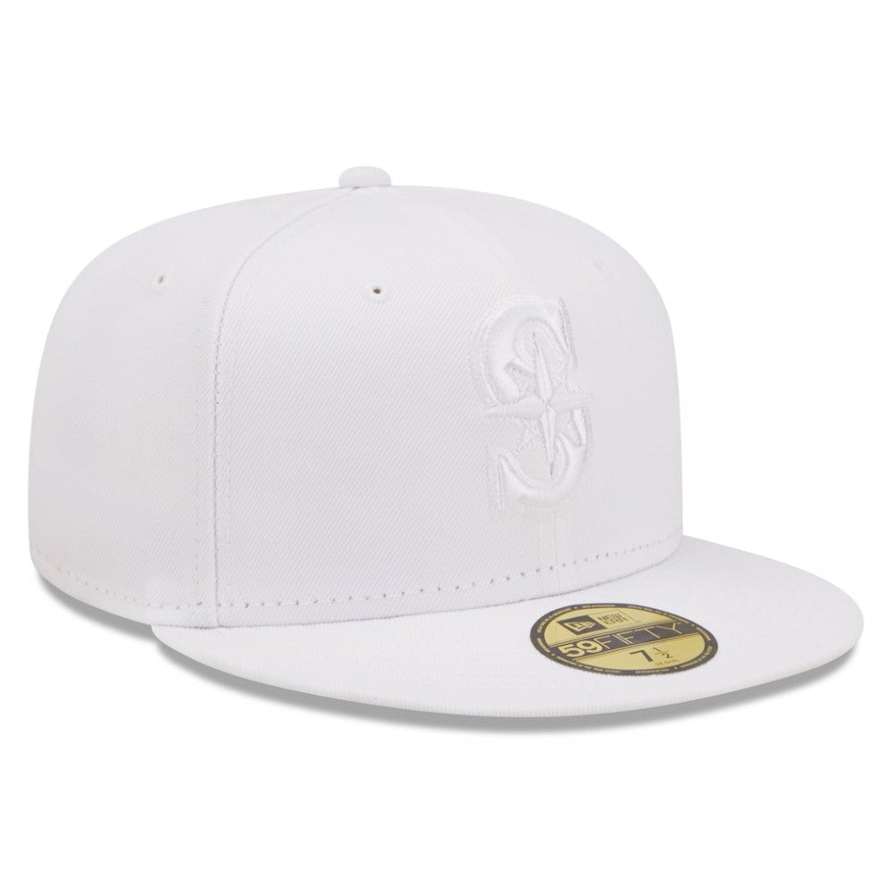 Seattle Mariners New Era White on White 59FIFTY Fitted Hat - New Era Lifestyle