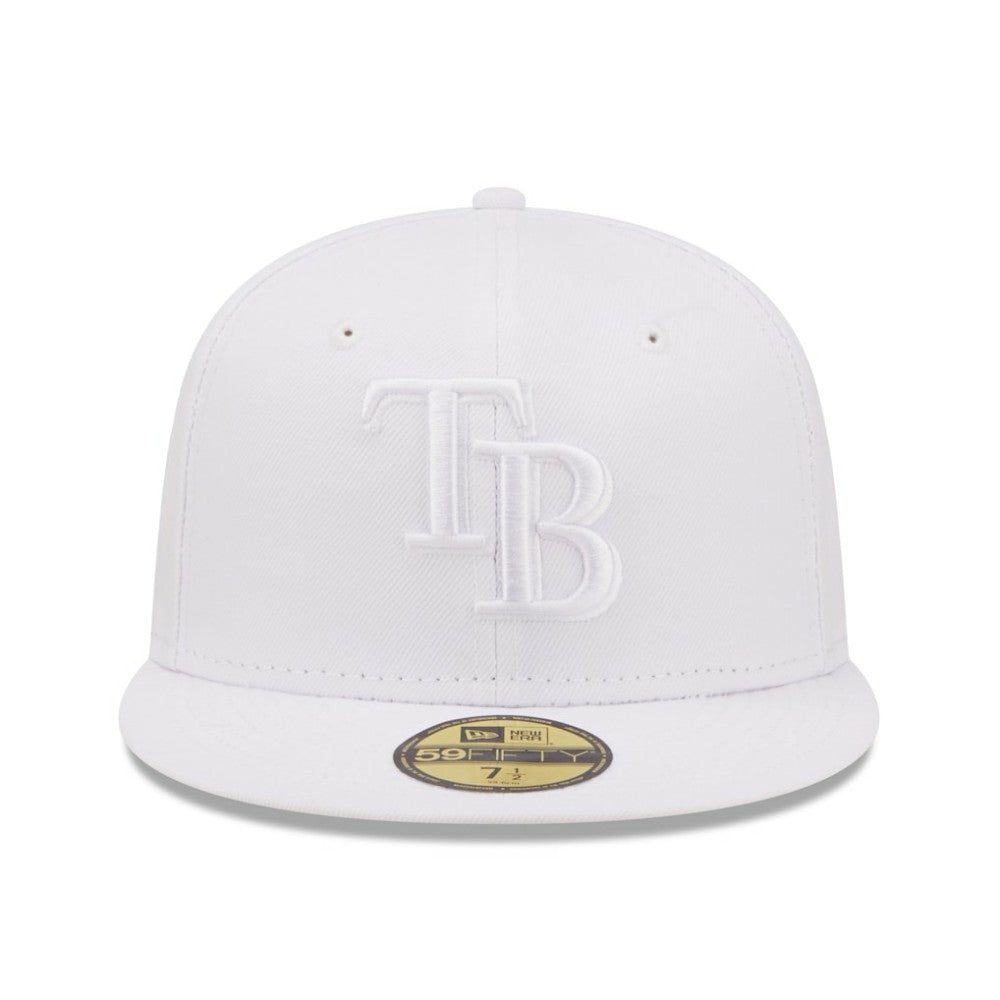 Tampa Bay Rays New Era White on White 59FIFTY Fitted Hat - New Era Discount