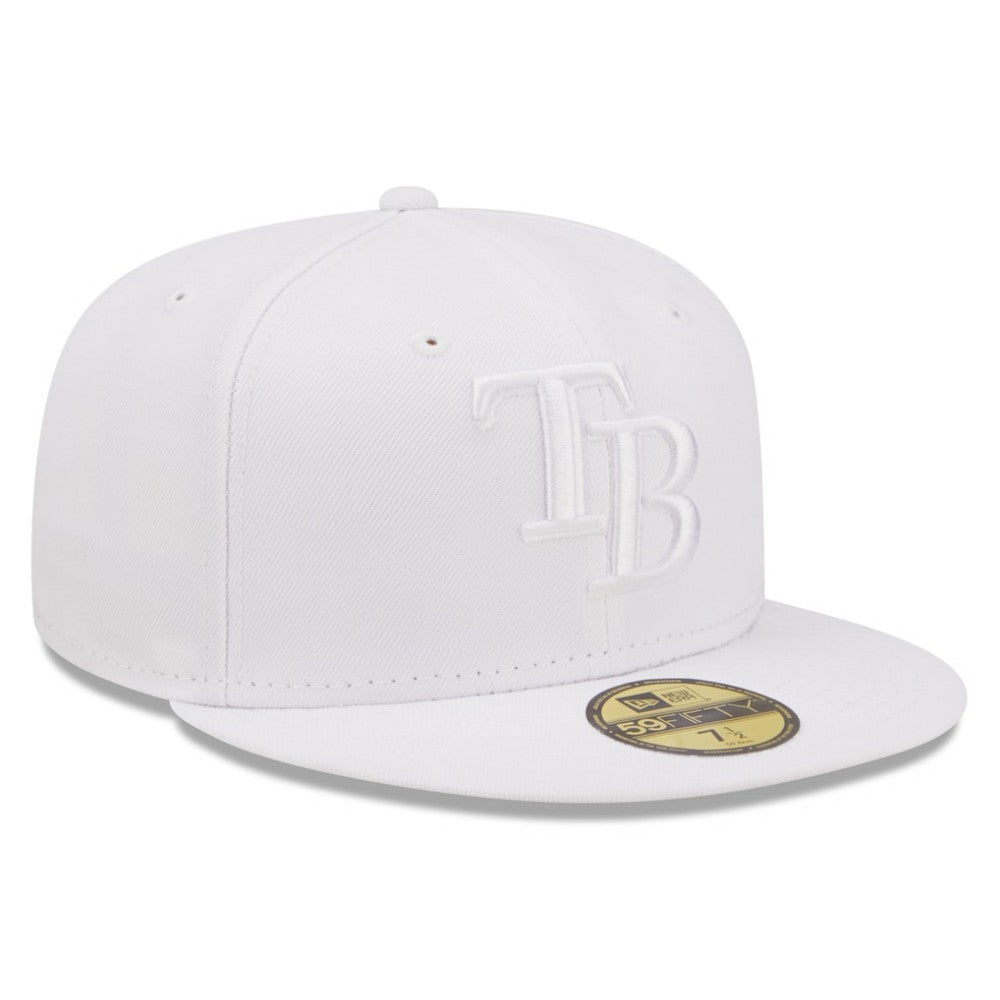 Tampa Bay Rays New Era White on White 59FIFTY Fitted Hat - New Era Discount