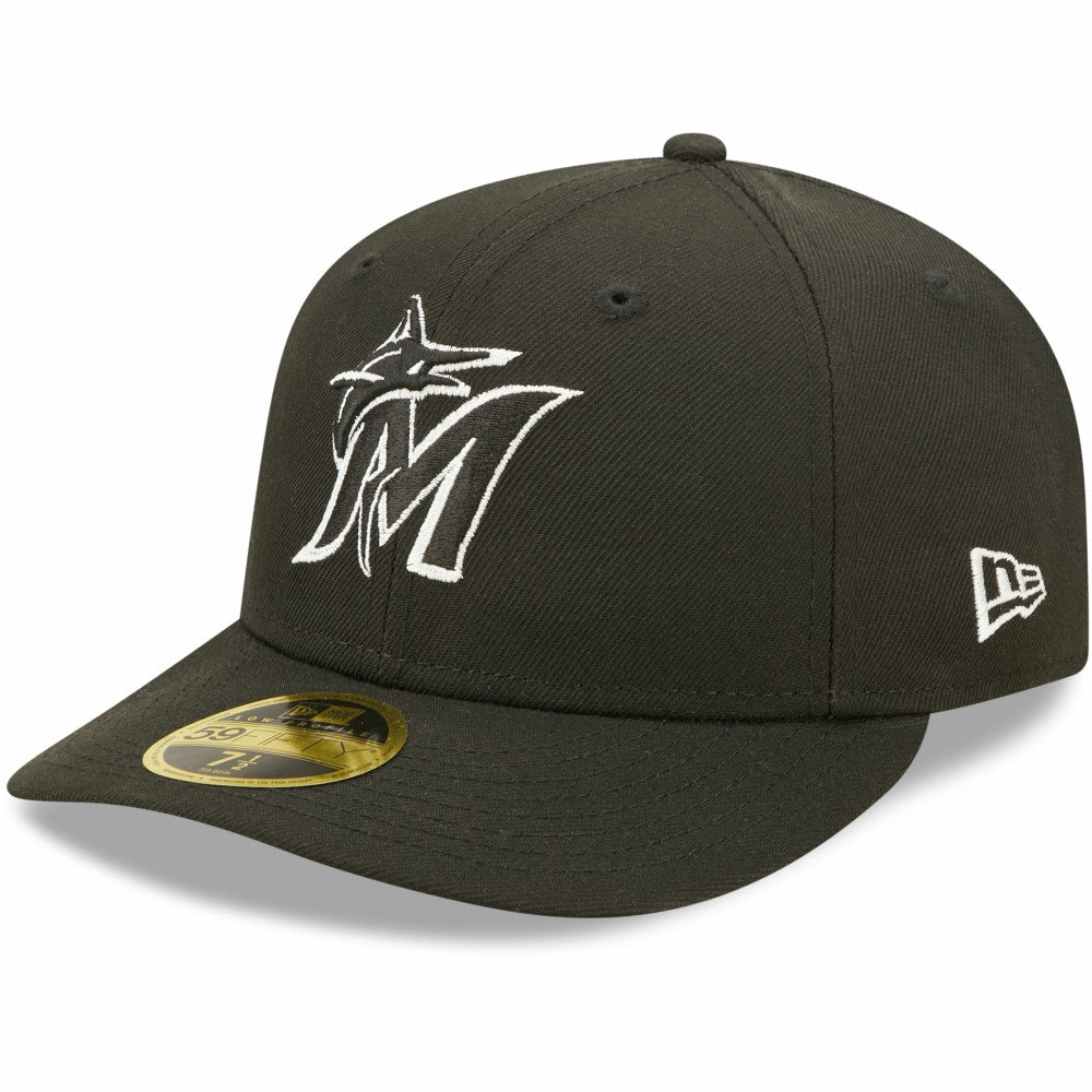 Miami Marlins New Era Black & White Low Profile 59FIFTY Fitted Hat - New Era Sale