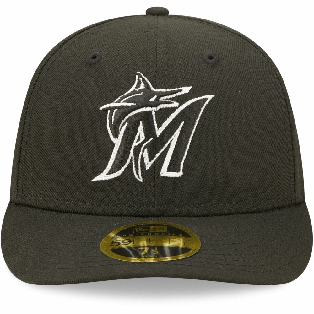 Miami Marlins New Era Black & White Low Profile 59FIFTY Fitted Hat - New Era Sale