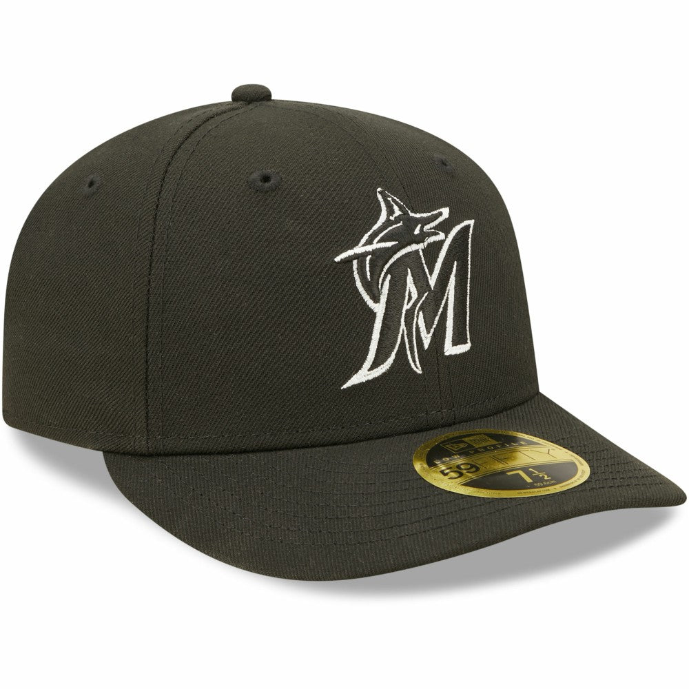 Miami Marlins New Era Black & White Low Profile 59FIFTY Fitted Hat - New Era Sale