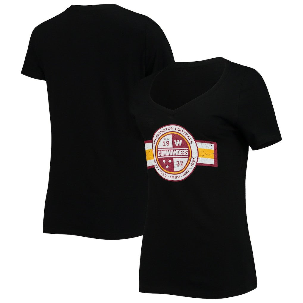 Washington Commanders New Era Women's V-Neck T-Shirt Black