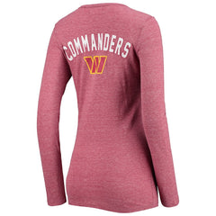 Washington Commanders New Era Women's Scoop Neck Tri-Blend Long Sleeve T-Shirt Burgundy