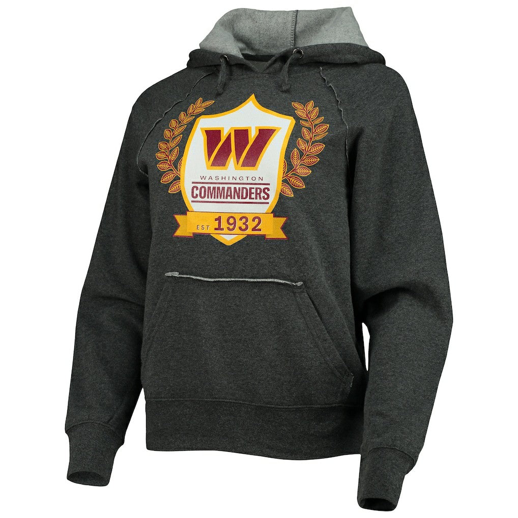 Washington Commanders New Era Women's Raglan Pullover Hoodie Heathered Charcoal