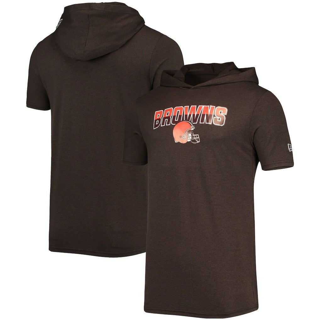 Cleveland Browns New Era Team Brushed Hoodie T-Shirt Heathered Brown