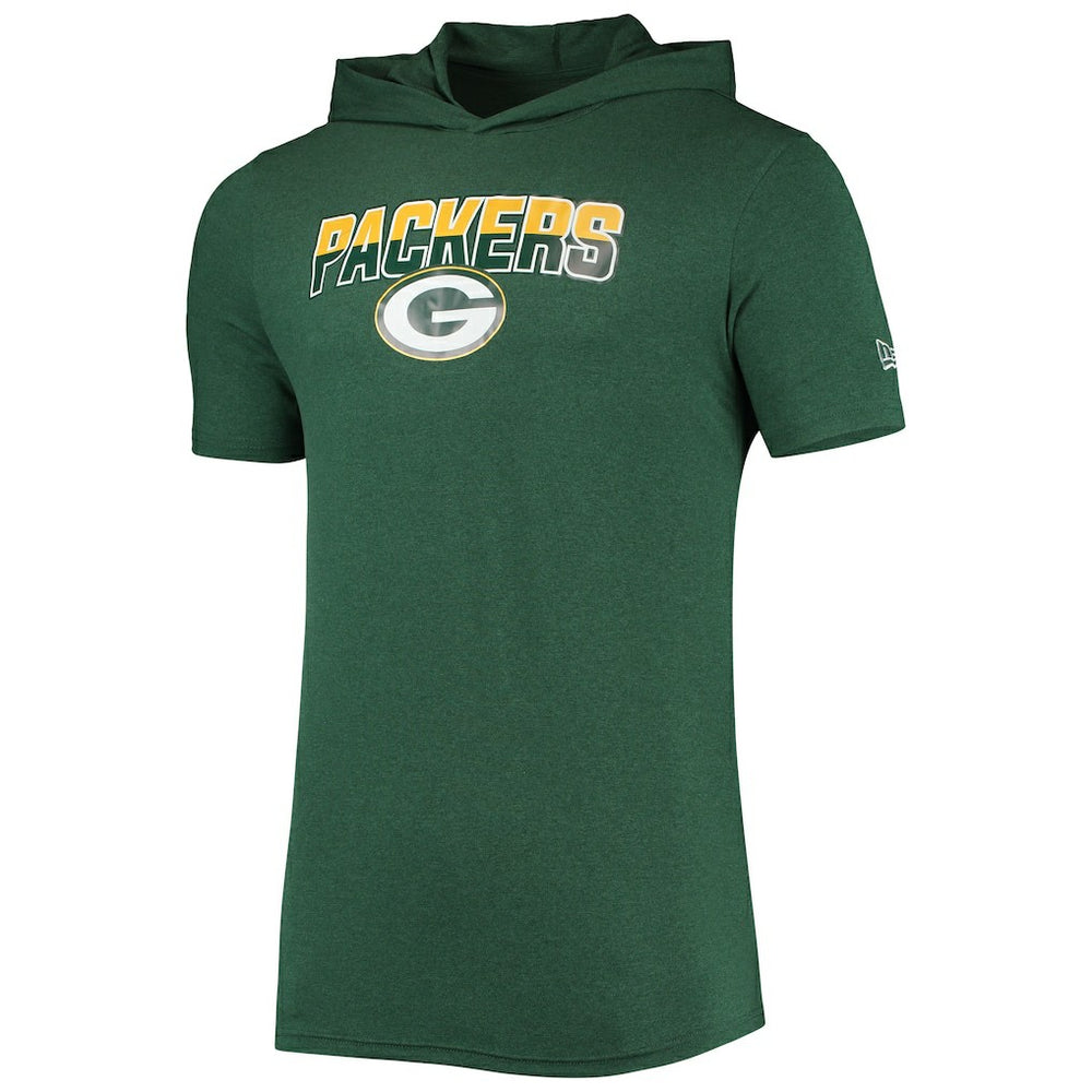 Green Bay Packers New Era Team Brushed Hoodie T-Shirt Heathered Green