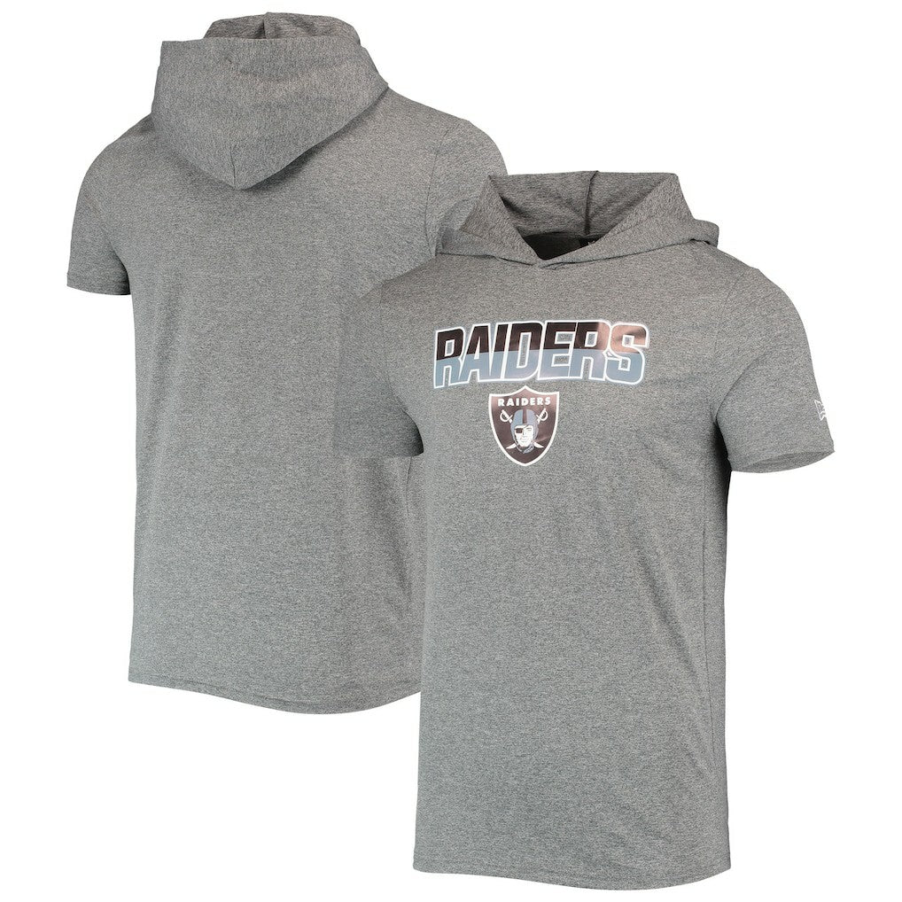 Las Vegas Raiders New Era Team Brushed Hoodie T-Shirt Heathered Gray