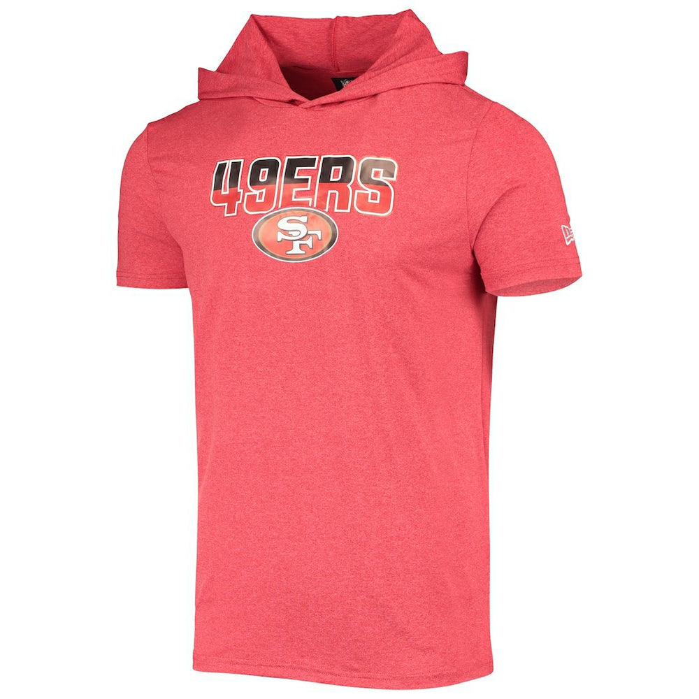 San Francisco 49ers New Era Team Brushed Hoodie T-Shirt Heathered Red