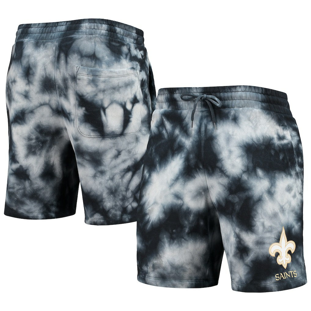 New Orleans Saints New Era Tie-Dye Shorts Black