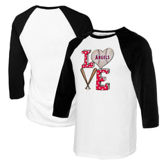 Los Angeles Angels Tiny Turnip Women's Baseball Love Raglan 3/4-Sleeve T-Shirt - White/Black - MLB on Sale
