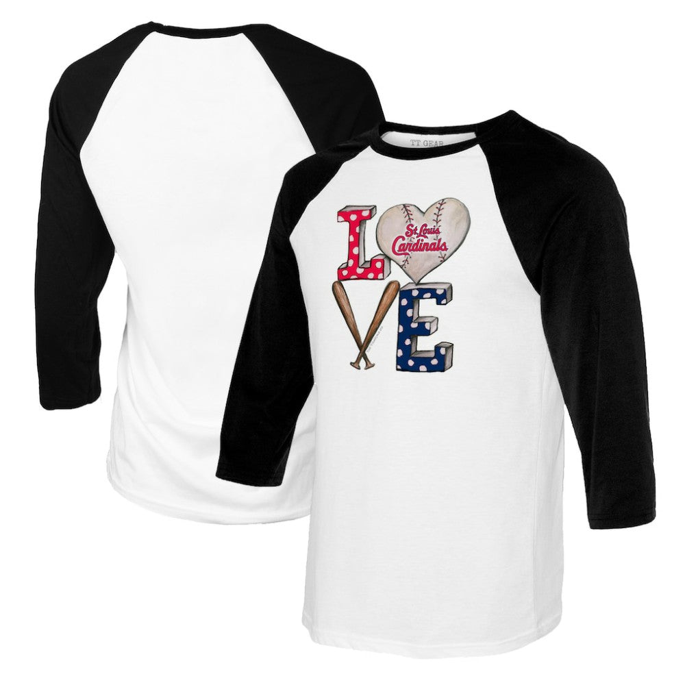 St. Louis Cardinals Tiny Turnip Women's Baseball Love Raglan 3/4-Sleeve T-Shirt - White/Black - MLB on Sale