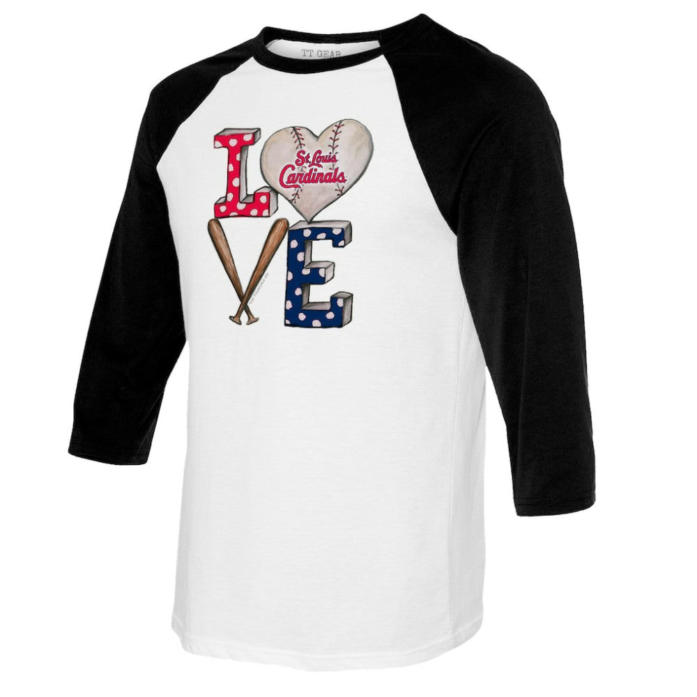 St. Louis Cardinals Tiny Turnip Women's Baseball Love Raglan 3/4-Sleeve T-Shirt - White/Black - MLB on Sale