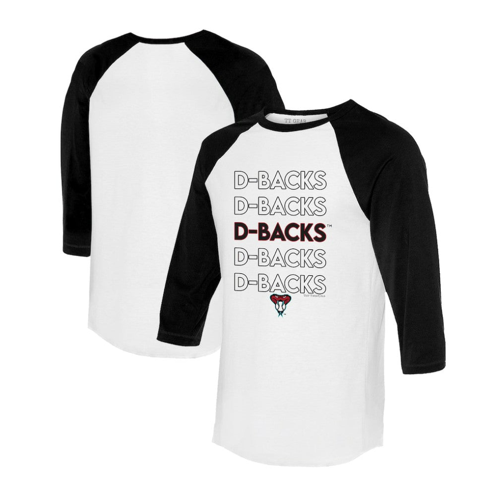 Arizona Diamondbacks Tiny Turnip Women's Stacked 3/4-Sleeve Raglan T-Shirt - White/Black - MLB Sale