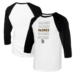 San Diego Padres Tiny Turnip Women's Stacked 3/4-Sleeve Raglan T-Shirt - White/Black - MLB Sale