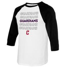Cleveland Guardians Tiny Turnip Youth Stacked Raglan 3/4 Sleeve T-Shirt - White/Black - MLB on Sale