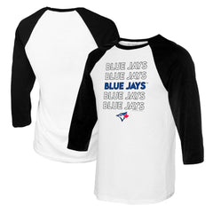 Toronto Blue Jays Tiny Turnip Youth Stacked Raglan 3/4 Sleeve T-Shirt - White/Black - MLB on Sale