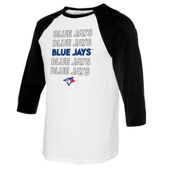 Toronto Blue Jays Tiny Turnip Youth Stacked Raglan 3/4 Sleeve T-Shirt - White/Black - MLB on Sale