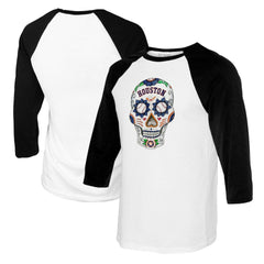 Houston Astros Tiny Turnip Women's Sugar Skull 3/4-Sleeve Raglan T-Shirt - White/Black - MLB Online