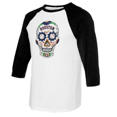Houston Astros Tiny Turnip Women's Sugar Skull 3/4-Sleeve Raglan T-Shirt - White/Black - MLB Online