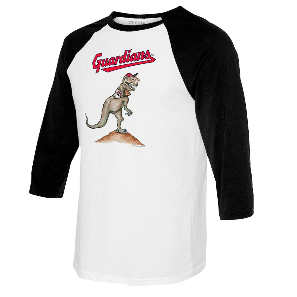 Cleveland Guardians Tiny Turnip Youth TT Rex Raglan 3/4 Sleeve T-Shirt - White/Black - MLB on Sale