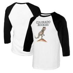 Colorado Rockies Tiny Turnip Youth TT Rex Raglan 3/4 Sleeve T-Shirt - White/Black - MLB Lifestyle