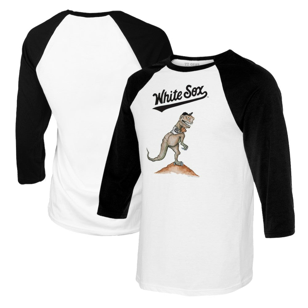 Chicago White Sox Tiny Turnip Youth TT Rex Raglan 3/4 Sleeve T-Shirt - White/Black - MLB Online
