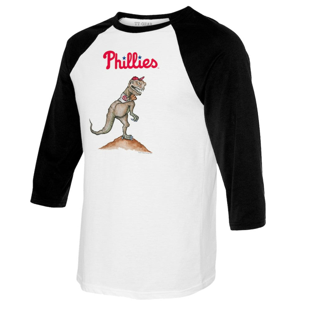 Philadelphia Phillies Tiny Turnip Youth TT Rex Raglan 3/4 Sleeve T-Shirt - White/Black - MLB on Sale